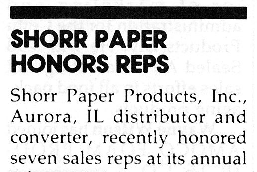 company shorr packaging history deans list honor paper products